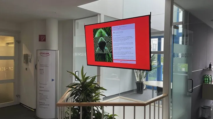 compromised digital signage display demonstrating need for digital signage device management