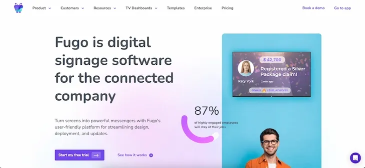 Website screenshot for Fugo - a top digital signage software company in Singapore