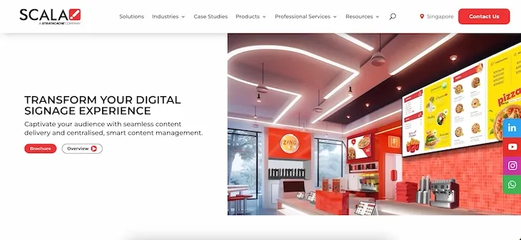 Website screenshot for Scala - a top digital signage company in Singapore