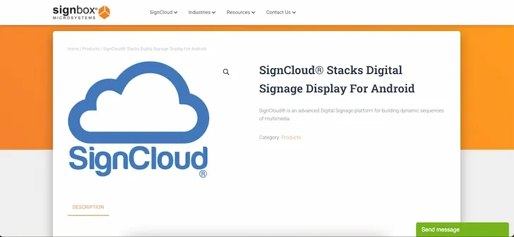 Website screenshot of SignCloud - top Android digital signage provider in Singapore