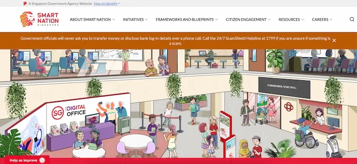 Website screenshot for Singapore's Smar Nation Initiative & Policy