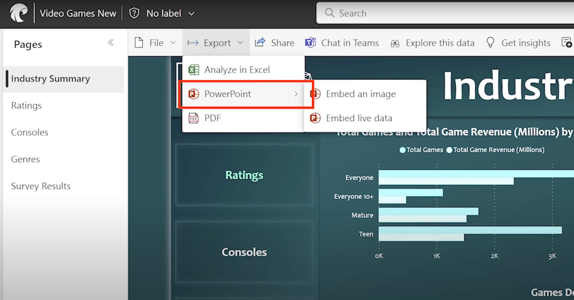 How to export Power BI report for PowerPoint Power BI add in