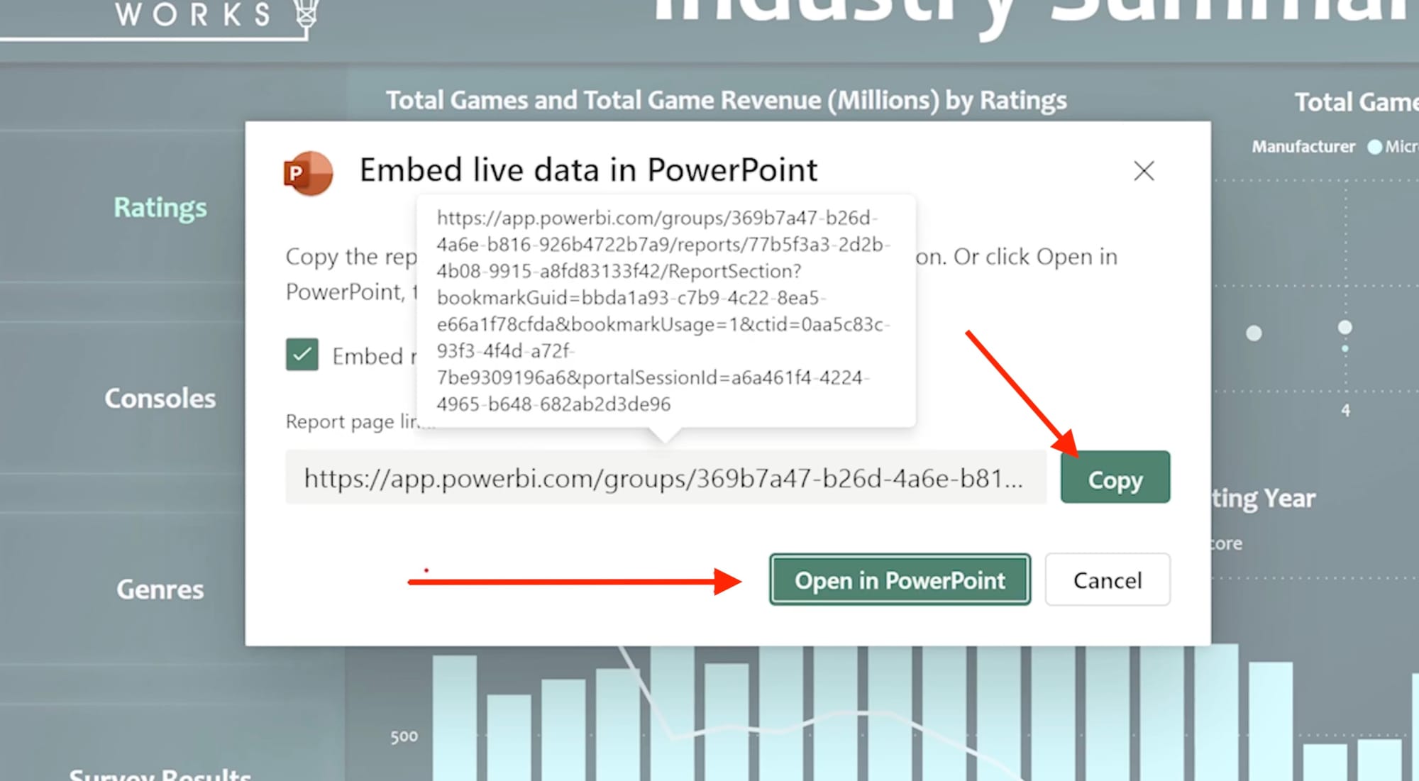 How to embed live data in PowerPoint presentation