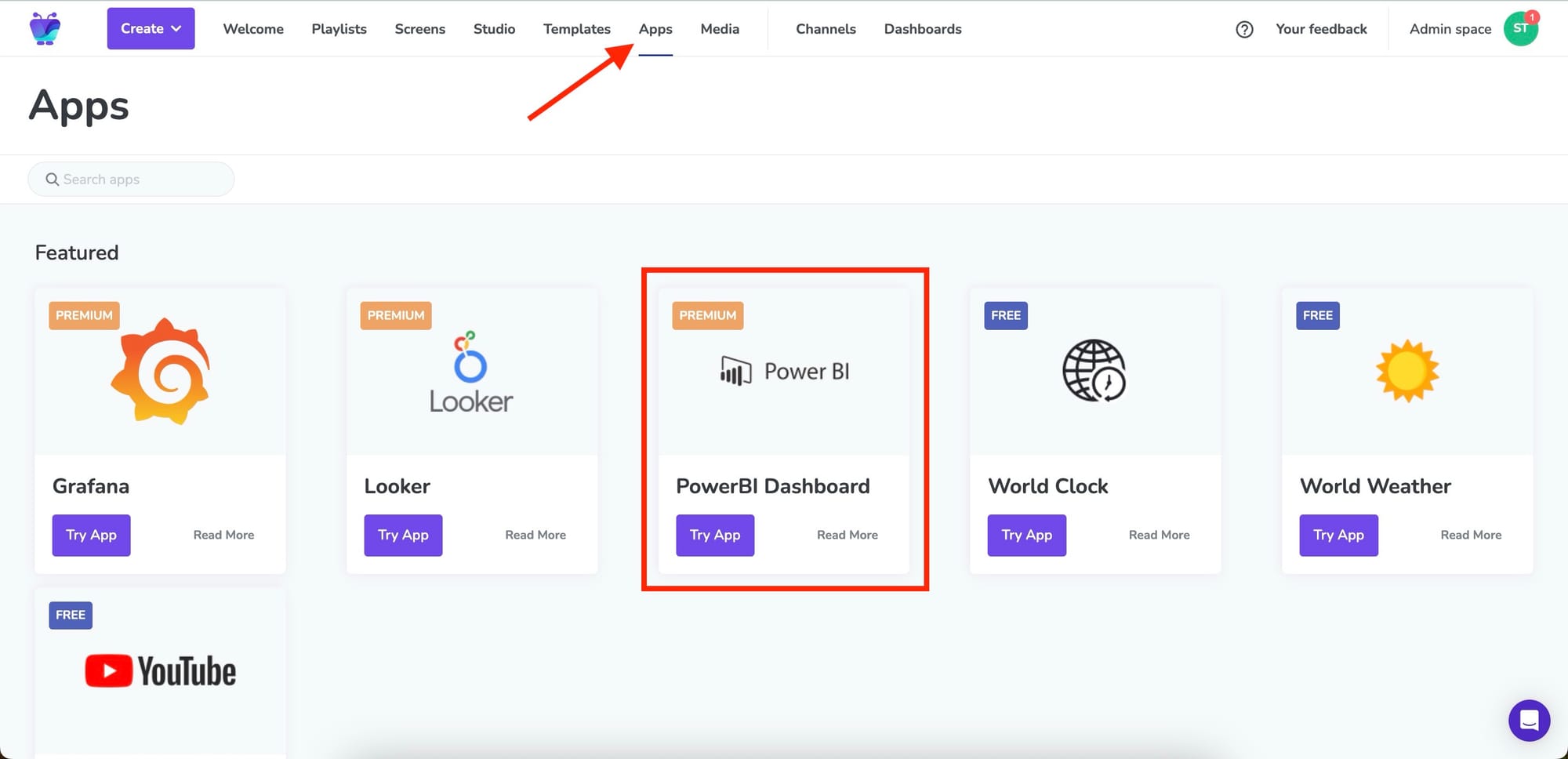 Fugo Power BI app for digital signage in Fugo's app store