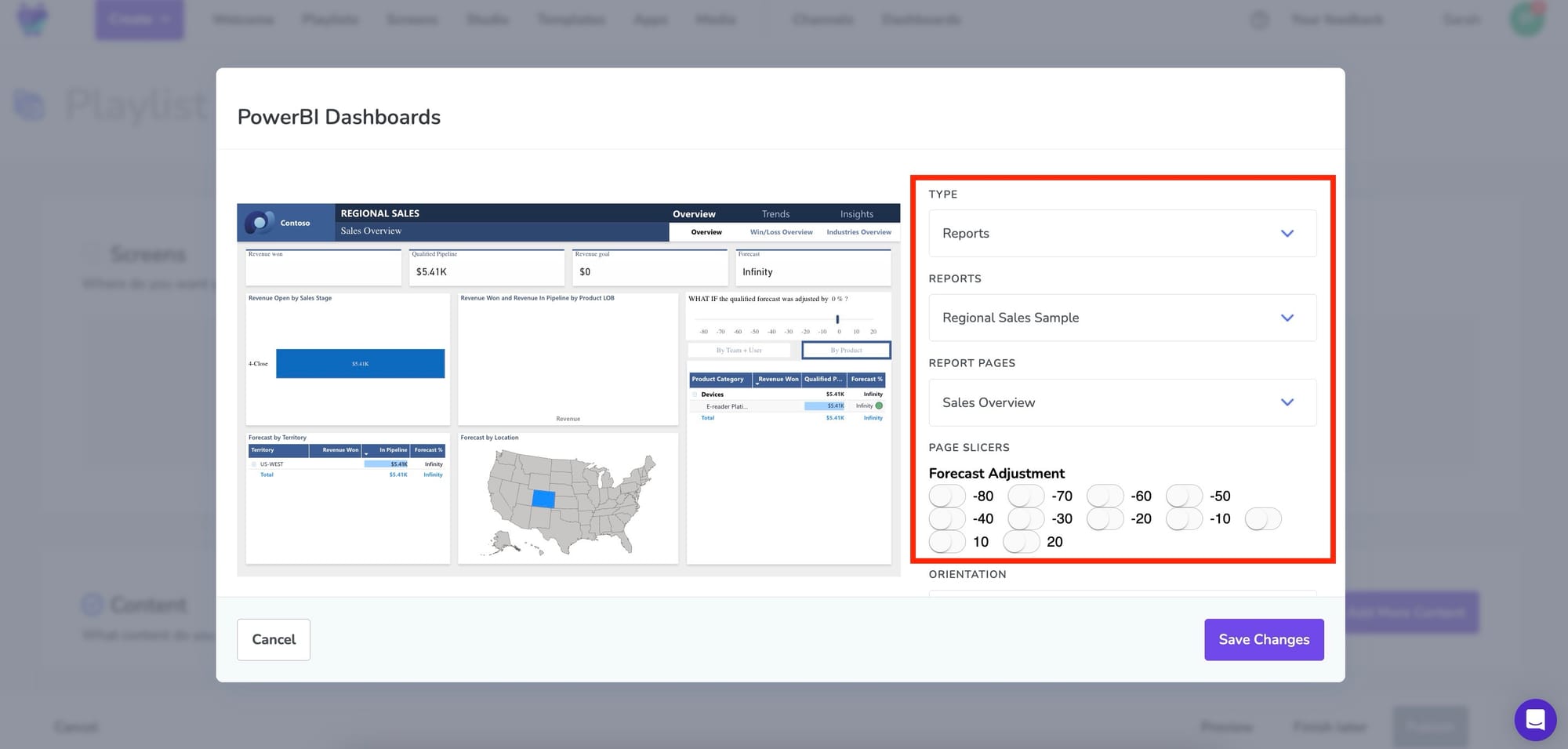 How to configure Power BI report for digital signage display