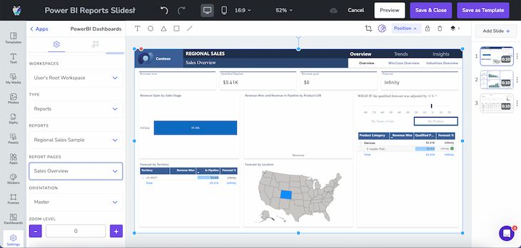 Power BI is the best Windows digital signage software for creating data dashboards.