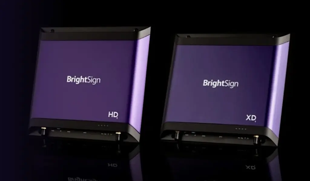 BrightSign Series 6 HD6 and XD6 digital signage players shown side by side against a black background