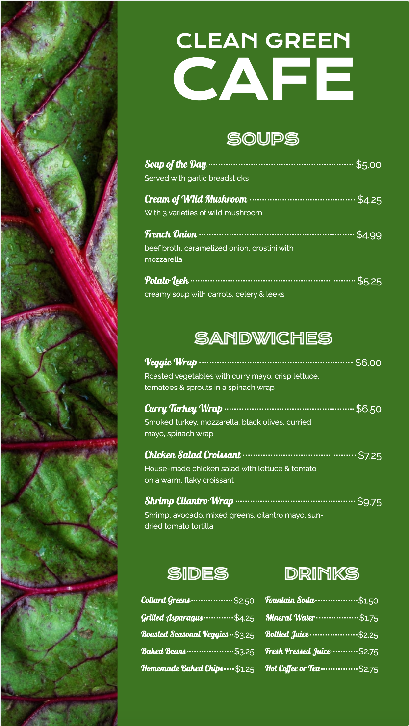 Menu green cafe 1