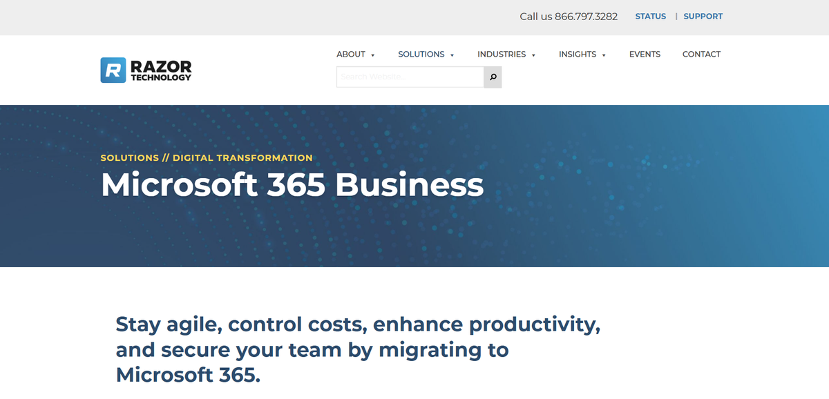 Razor Technology is the best Microsoft 365 services provider for businesses prioritizing advanced cloud solutions.