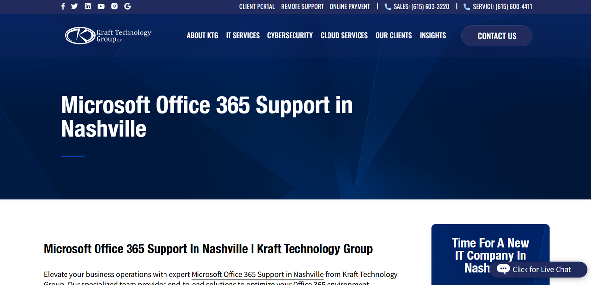 Kraft Technology Group is the best Microsoft 365 services provider for local businesses (Nashville specifically).