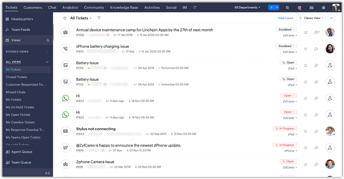 Zoho Desk is the best ITSM platform for CRM capabilities.